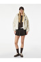 Long Sleeve Regular Fit Pocketed Zippered Crop Hooded Plush Jacket - 2