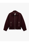 Long Sleeve Pocketed Zippered Belted Oversize Cashmere Bomber Jacket - 3