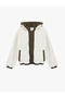 Hooded Zippered Plush Jacket with Pocket Detail - 3
