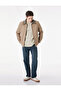 Regular Fit Long Sleeve Pocketed Corded Fabric Collar Detailed Zippered Cashmere Jacket - 2
