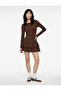 Slim Fit Long Sleeve Crew Neck Tiered Flounce Mini Dress
