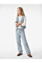 Cotton Studded Detailed Loose Fit Wide Leg Denim Trousers - 2