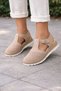 Ofi Women's Sandals with Anatomic Sole and Buckle, Daily Soft Genuine Leather Suede P326-Beige - 7
