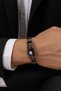Brown Genuine Leather Evil Eye Beaded Men's Bracelet |   Magnetic Metal Buckle Design