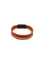 Tan and Burgundy Colored Genuine Leather Braided Men's 3-Piece Bracelet Set - Combination with Magnetic Metal Buckle - 2