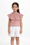 Girls' Ruffled Checkered Knit Blouse