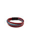 Burgundy-Blue Genuine Leather Fan Men's Bracelet Combination-Magnetic Metal Buckle Set Colorful Design - 2