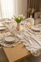 5 Piece Ruffle Tableware Presentation Set 4 Pieces of American Service Plates + 1 Piece Ruffle Runner - 40X110 cm