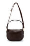 Women's Bitter Brown Knit Patterned Baguette Leather Hand Knitted and Shoulder Bag Machine Knitted - 2