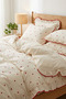 Ruffled %100 Cotton Heart Single Duvet Cover Set - 3