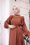 Hijab Dress - Brown, Stone Detailed - 4
