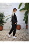 Women's Black 3 Thread Raised Tracksuit Set - 3