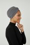 Cross Corded Fabric Combed Cotton Dark Gray Ready-To-Wear Turban Hijab Swimming Cap Suitable for Medical Use - 5