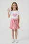 Girl's Pink Heart T-Shirt Pink Ruffle Skirt April 23 Show Outfit Set