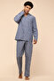 Men's Dark blue Striped Pyjama Set - 3