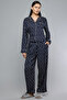 Women's Dark blue Printed Pyjama Set - 2