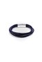 Navy Blue Genuine Leather Men's Bracelet – Thin, Multi-Layered, with Magnetic Clasp-144 - 2