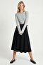 Belted Flared Long Woven Skirt Ldp0093 Dark Blue - 2