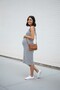 Ribbed Marine Maternity and Postpartum Ribbed Fabric Striped Collar Buttoned Zero Sleeve Dress - 3