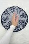 Navy Blue Bride Groom Handkerchief, Crystal Glass Beads, Henna Ceremony Wedding Bridesmaid Circumcision Promise Bride, 1 Piece - 4