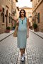 Ribbed Marine Maternity and Postpartum Ribbed Fabric Striped Collar Buttoned Zero Sleeve Dress - 4