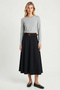 Belted Flared Long Woven Skirt Ldp0093 Dark Blue - 4