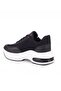 1511-26 Leather Leather Glitter Striped Anatomical Lace-Up Women's Sneaker Black White - 3