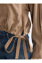Beige Lace-Up Oversize Women's Shirt - 3