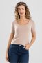 Women's Cotton Lycra Wide Collar Short Sleeve T-Shirt 6314 Skin Color