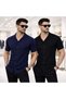 Advantageous 2-Piece Set Short-Sleeved Men's Waffle Shirt Slim Fit Apaj Collar Cotton Casual Model