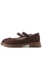 Natural Genuine Leather Brown Girls' Ballerina Shoes - 6