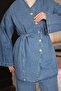 Blue Buttoned Jacket and Trousers Denim Suit - 3