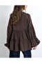 Layered Modal Shirt with Elastic Sleeves and Tie Front - Brown - 7