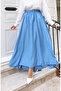 Elastic Waist Comfortable Cut Skirt 0227-01 Indigo - 2
