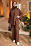 Brown Zippered Tunic and Pants Modal Set