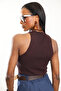 Brown Crew Neck Ribbed Undershirt 0001 - 6