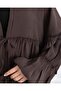 Layered Modal Shirt with Elastic Sleeves and Tie Front - Brown - 5