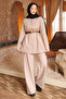 Beige Belted Jacket and Trousers Set - 2