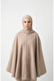 Hooded Zippered Winter Knitted Poncho 0241-03 Mink - 4