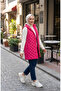 Snap Fastener Quilted Vest 71150-04 Fuchsia - 2