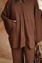 Brown Zippered Tunic and Pants Modal Set - 3