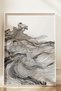 Wooden Framed Monochrome Series Wave Themed Painting, Living Room, Home, Office Wall Decoration