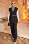 Black Double Pocket Belted Vest and Trousers Set