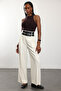 Ecru Double Belted Comfortable Cut Pants 1450