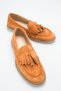 Women's Tan Tasseled Suede Loafer Daily Comfortable Sole Stylish Casual Shoes