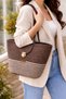 Handmade Straw-Looking Striped Women's Shoulder Bag – Gold Lock, Casual & Summer Tote Bag