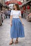 Women's New Season Buttoned % Cotton Fabric Skirt