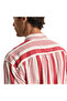 Men's Red Relaxed Fit Buttoned Collar Striped Shirt - 6