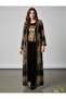 Stone Embellished Velvet Dress, Tulle Kaftan, Tulle Shawl, 3-Piece Set - 6