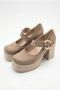 Women's High Platform Heeled Stylish Buckle Elastic Band Closed Toe Ballerina Loafer Shoes - 5
